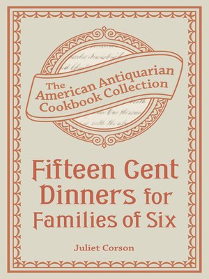 cover image of Fifteen Cent Dinners for Families of Six
